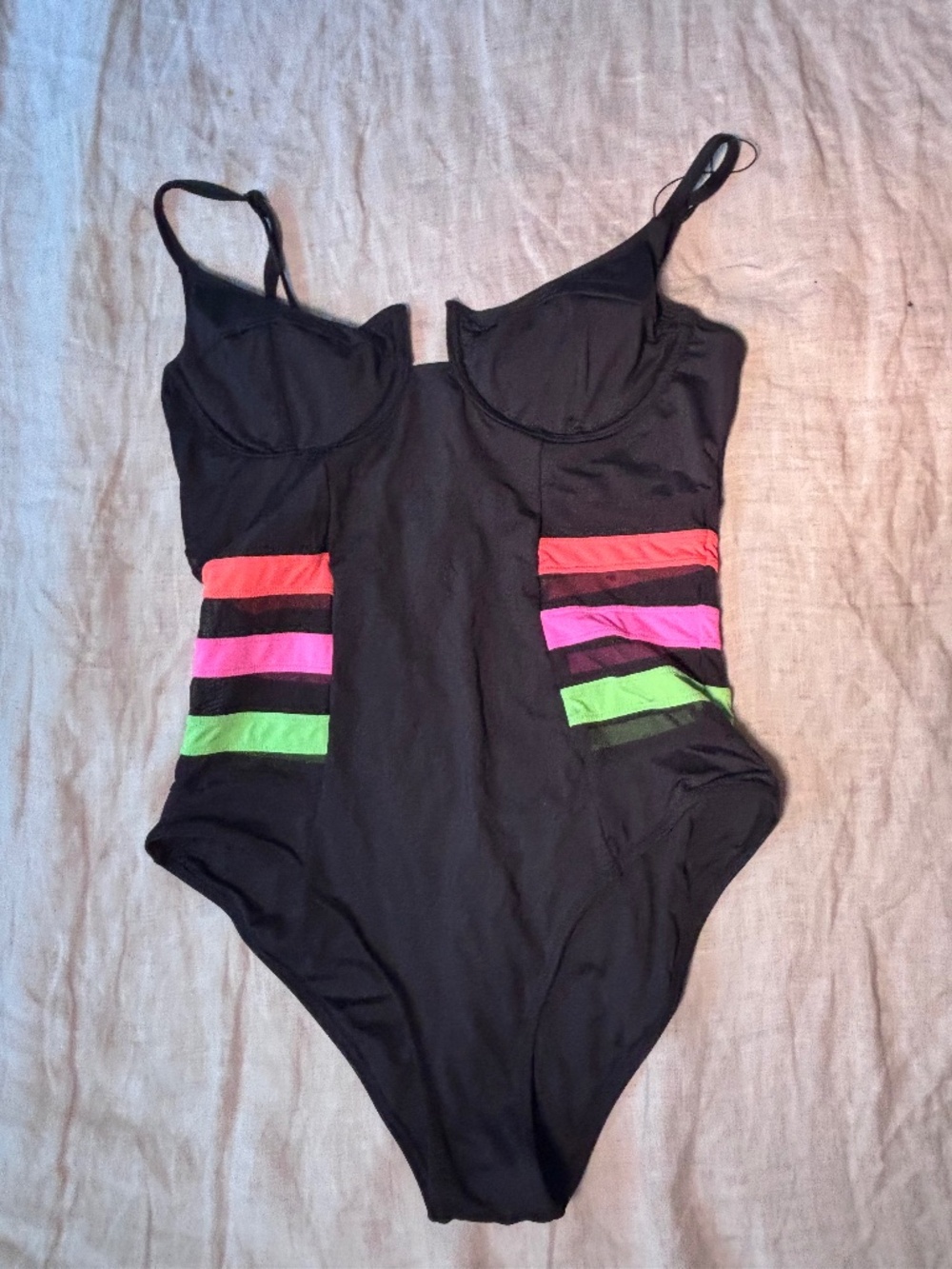 Vetchy Black and Multi Color Stripped One Piece New Sz L
